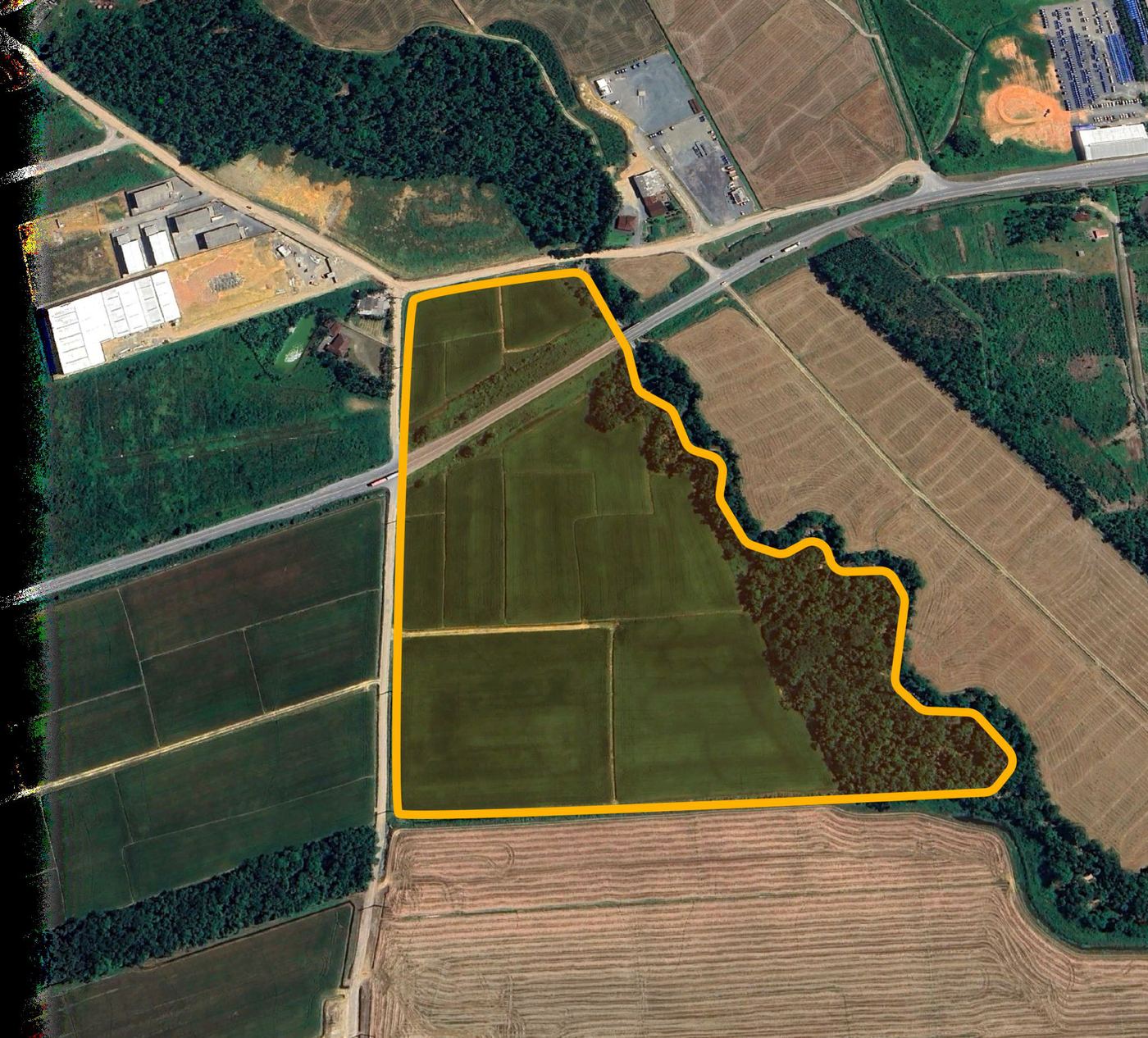 Perímetro demarcado do terreno do FR1 em Garuva